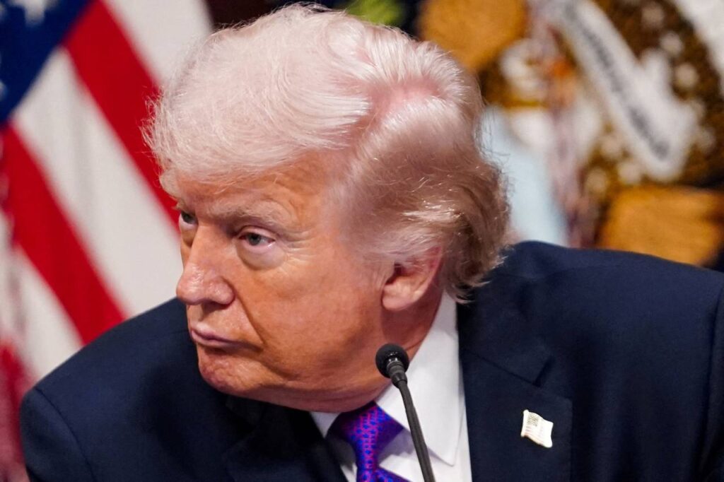 Trump Claims U.S. Strikes Destroyed Targets on Kharg Island Donald Trump speaking about U.S. military strikes in the Middle East