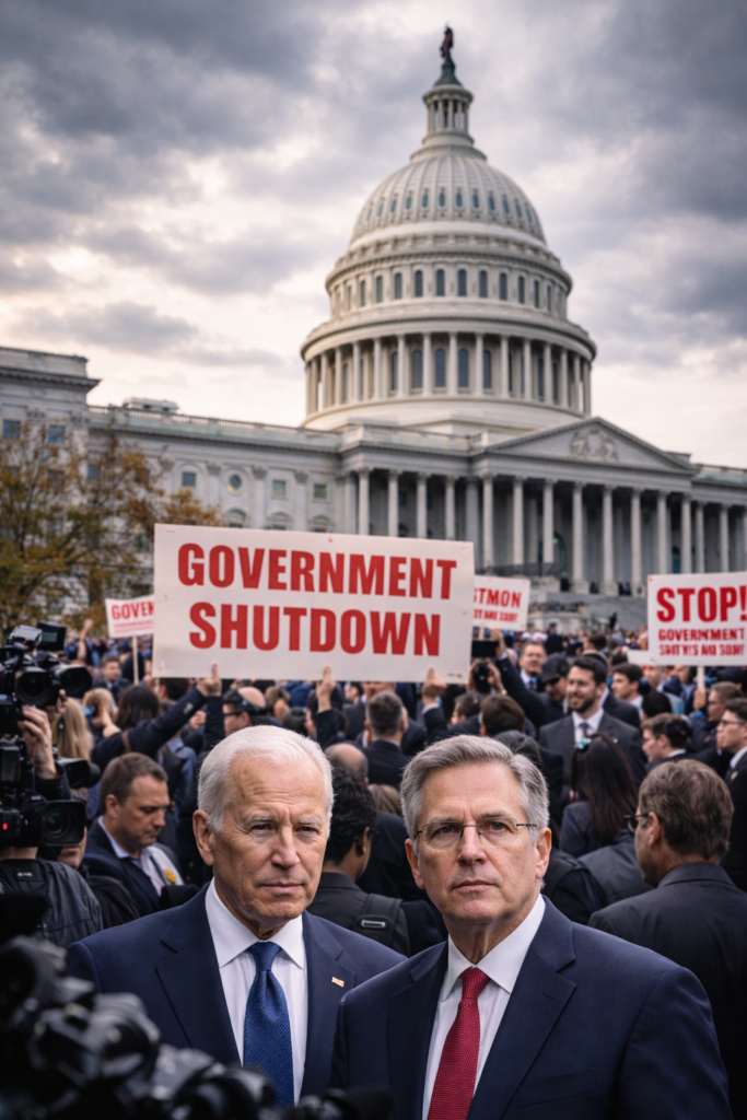 A tense scene outside the United Nations building during a critical press conference, highlighting the gravity of the situation regarding the Middle East conflict.