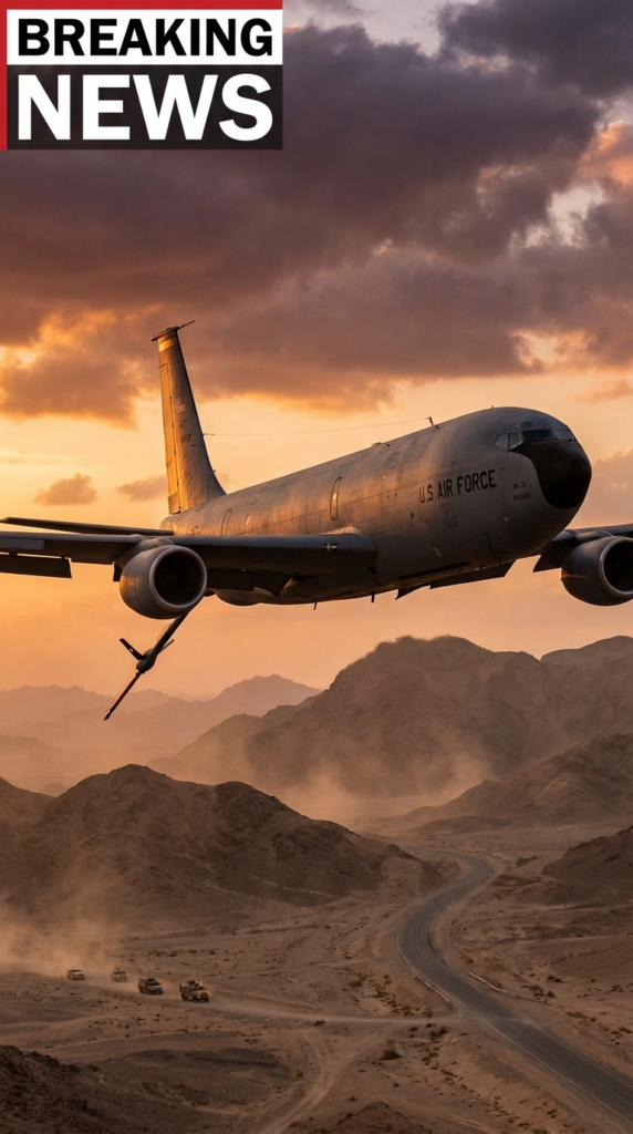 U.S. Air Force KC-135 Stratotanker flying during a refueling mission