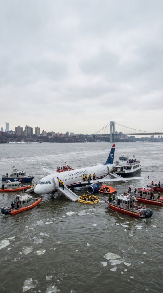 "A high-resolution image showing a miner being rescued from the San José Mine after 69 days underground. The miner emerges from a rescue capsule, greeted by cheering crowds and workers, representing the triumph of human survival and teamwork."