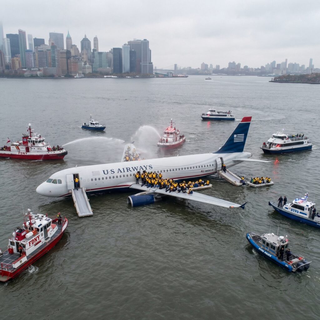 "A high-resolution image showing a miner being rescued from the San José Mine after 69 days underground. The miner emerges from a rescue capsule, greeted by cheering crowds and workers, representing the triumph of human survival and teamwork."