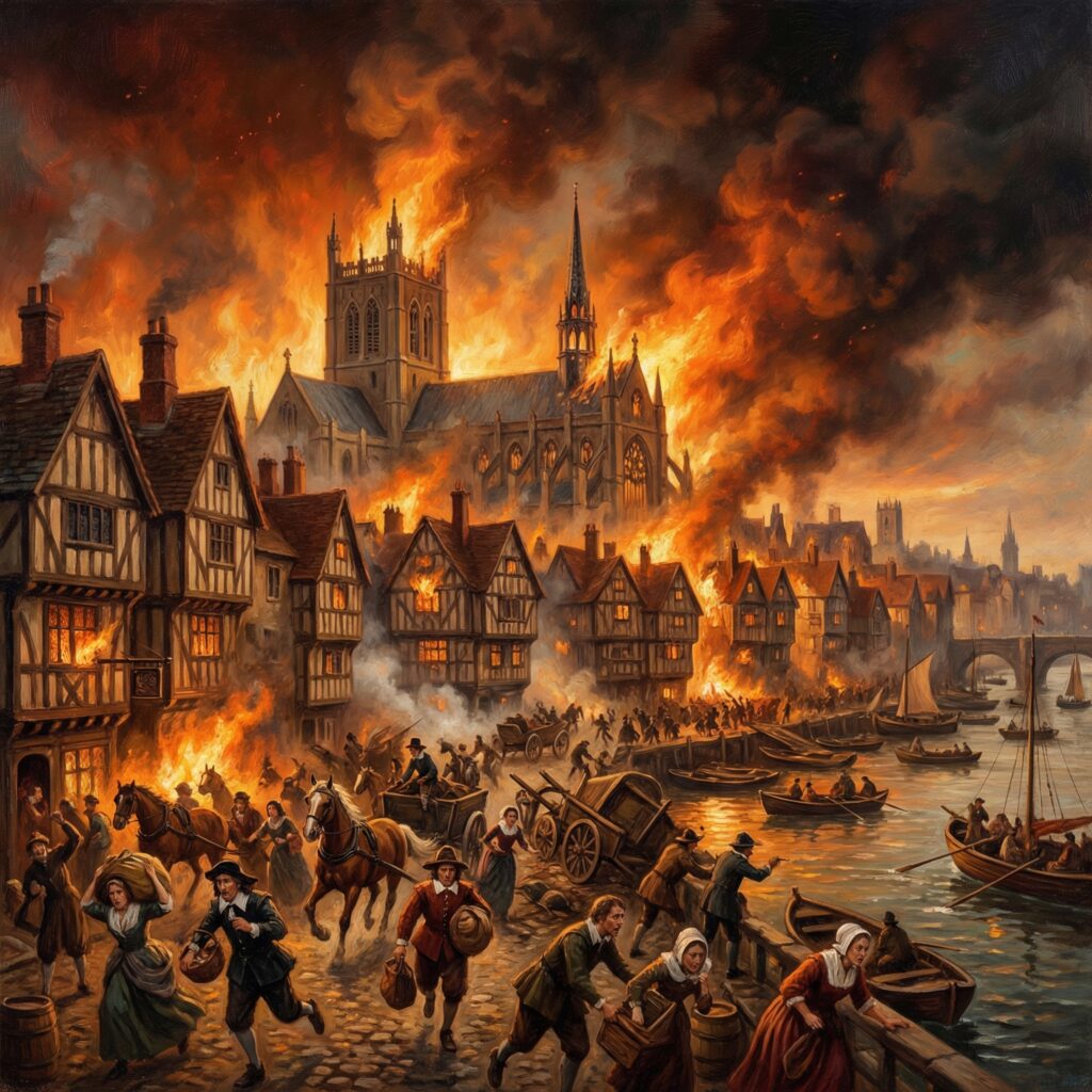 The Great Fire of London began on September 2, 1666, devastating the city and leading to significant changes in building regulations and firefighting methods.